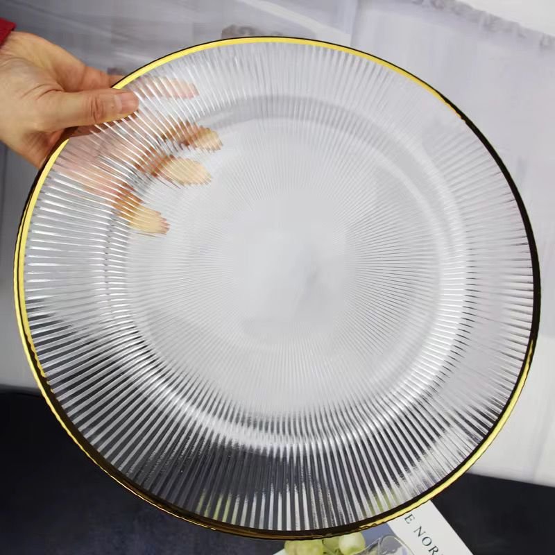 Gold Rim Glass Underplate MOQ 360 pcs. FOB π¨π³ $1.55