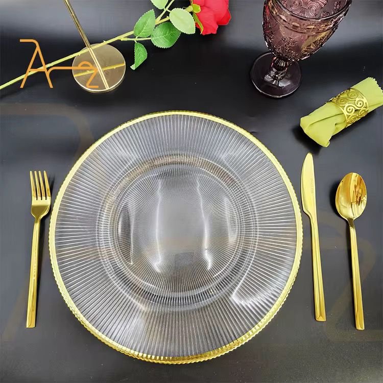 Gold Rim Glass Underplate MOQ 360 pcs. FOB π¨π³ $1.55 - Image 2