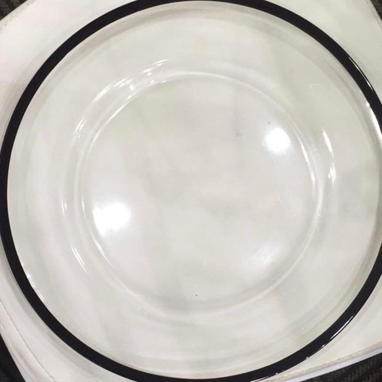 Glass Underplate Black Rim MOQ 144 pcs . FOB π¨π³ $1.60