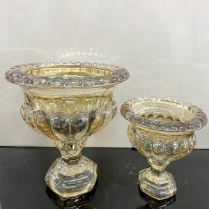 Large Gold Round Glass Vase MOQ 96 pcs. FOB ๐จ๐ณ $2.90