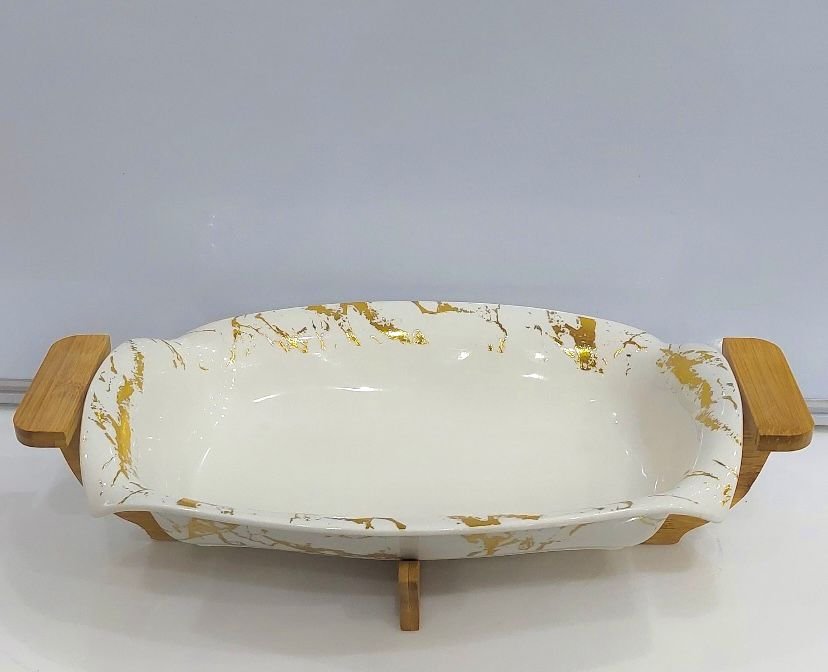 Ceramic Salad Bowl with wooden stand Quality Products • Low MOQ • Factory Prices - Image 2