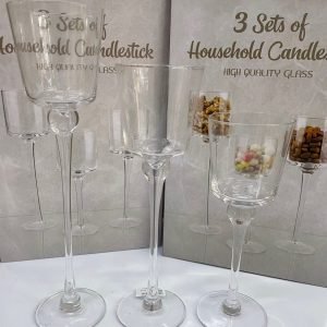 3pc Glass candle holder