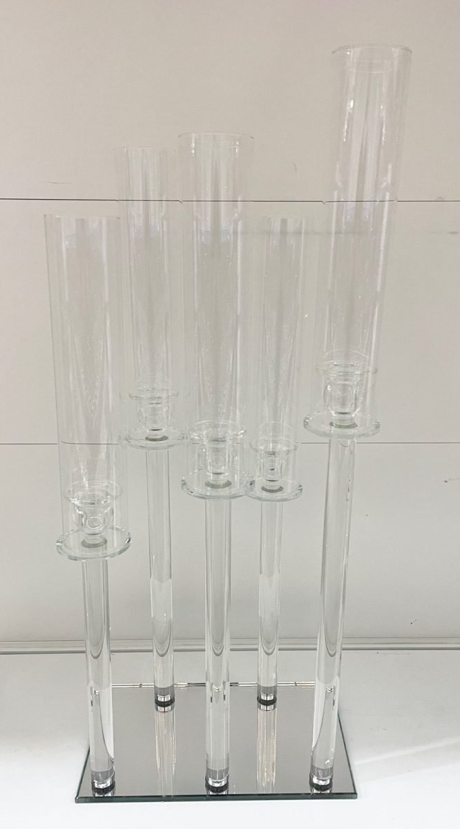 5 arm Glass Rectangular Candle holder